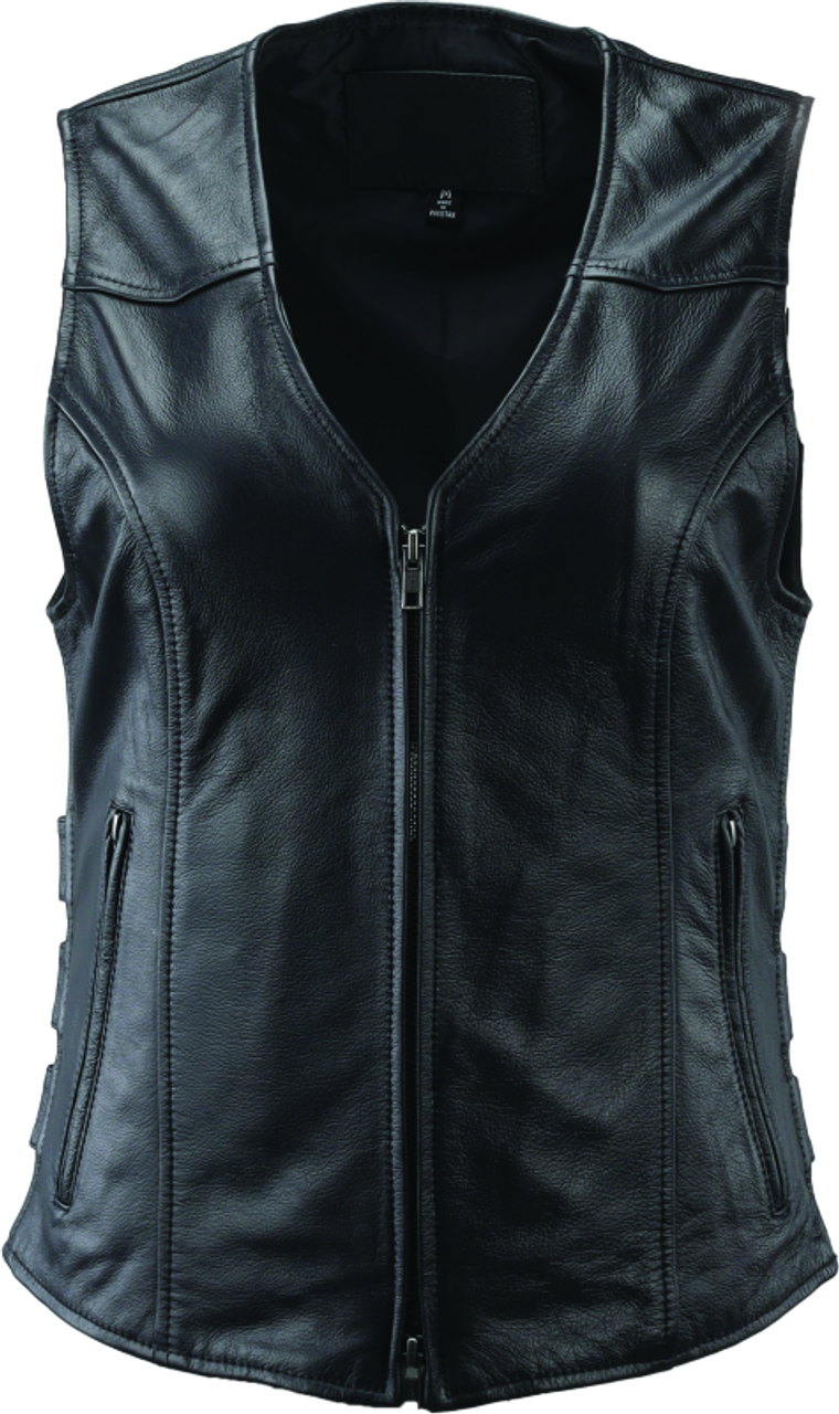 River Road Plains Leather Vest Black Womens - 2XL - 094416