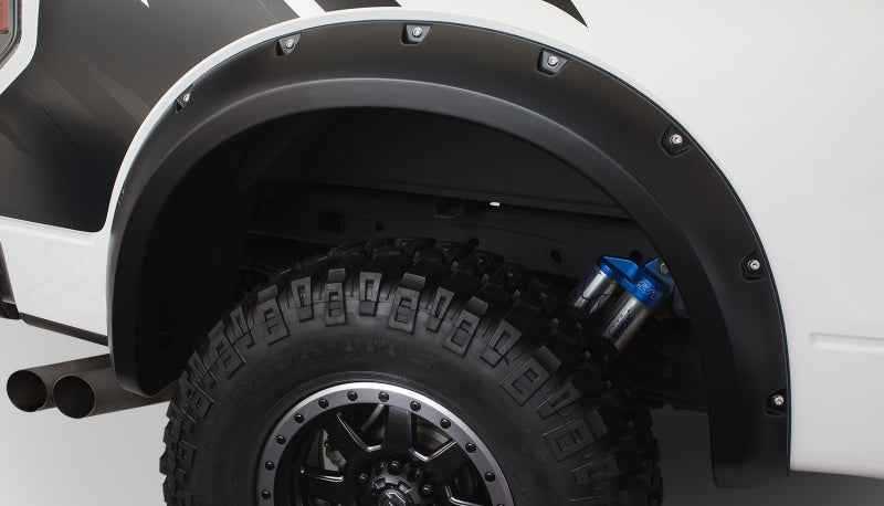 Bushwacker Pocket/Rivet Style Rear Fender Flares | 2-Piece Set, Black, Smooth Finish | 20098-02 | Fits 2010-2014 Ford Raptor w/ 5.6