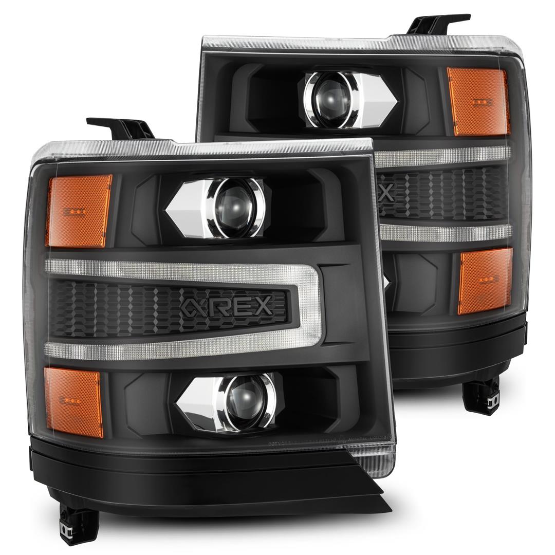 ALPHAREX USA AlphaRex 16-18 Chevy 1500HD LUXX LED Proj Headlights BK w/Seq Actvn Light/SeqSig (Req PN 810023)