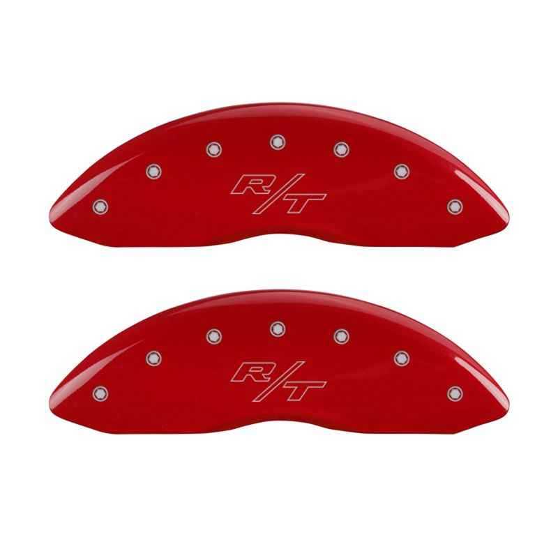 MGP Caliper Covers 12088SRTRRD Caliper Cover (Red Powder Coat Finish, Engraved Front and Rear: Vintage Style/RT, Silver Characters, Set of 4)