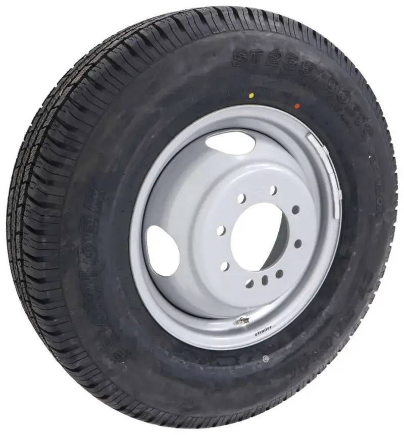 Mounted black tire with gray steel wheel for A16RTK477HDM Taskmaster St235 Model