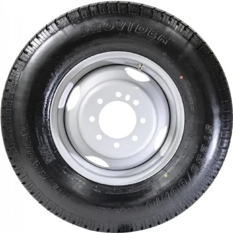 Black tire with gray rim on A16RTK477HDM Taskmaster St235 wheel for durable performance