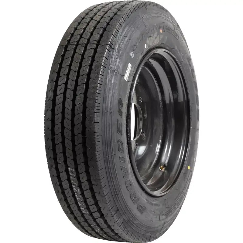 Black tire mounted on steel wheel for A215H/8H19BV Taskmaster St215/75R17.5