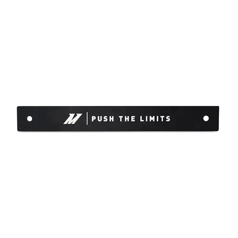 Black metal bar with PUSH THE LIMITS text, perfect for license plate delete accessories