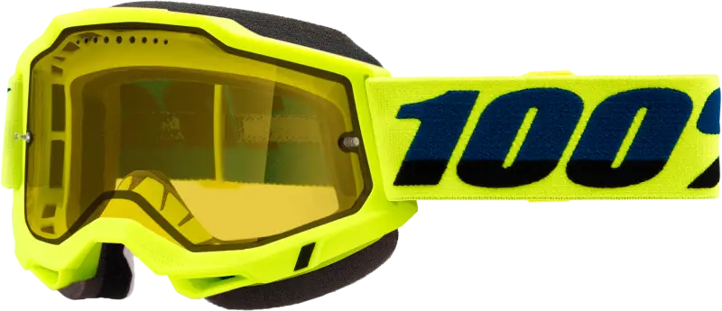 Yellow snowmobile goggle with fluo yellow lens for motocross and snow adventures