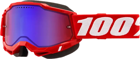 Accuri 2 Snowmobile Goggle Neon Red Mirror Red/Blue Lens - Powersports