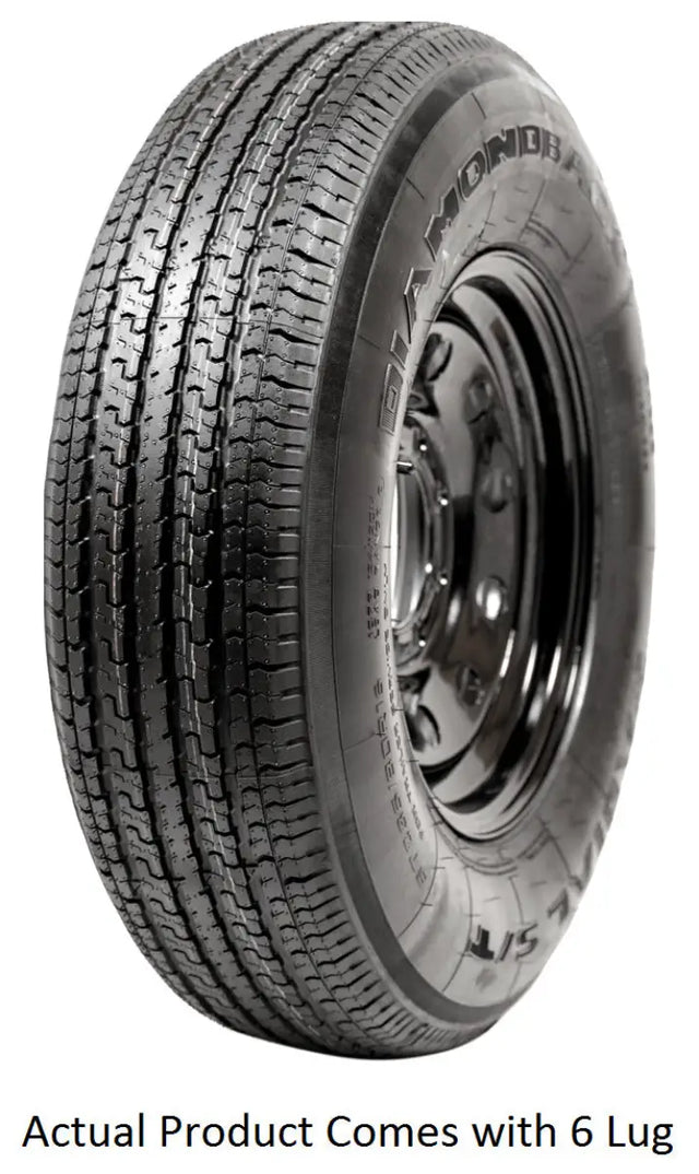 ADB15R45BMDM Taskmaster St205/75R15 8 Ply Diamondback Tire on 15" rim, durable construction for various surfaces, high performance and reliable brand quality.