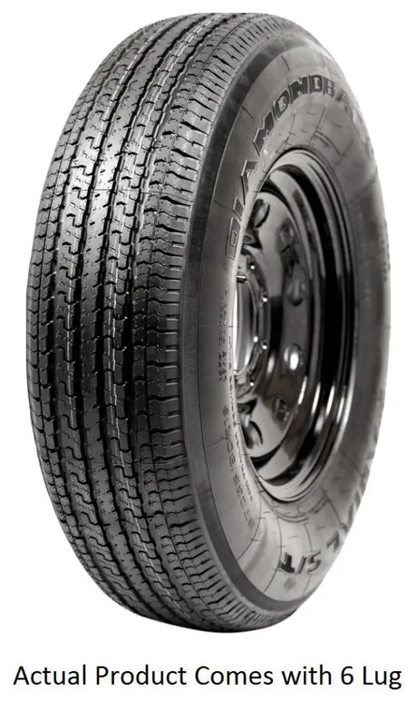 ADB15R45BMDM Taskmaster St205/75R15 8 Ply Diamondback trailer tire showcasing durable construction and high-performance tread design.