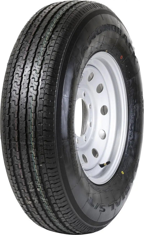 "ADB16R8SMM Taskmaster St235/80R16 10 Ply Diamondback On 1 tire featuring high-quality construction, enhanced traction, and long-lasting durability for heavy-duty trailers."