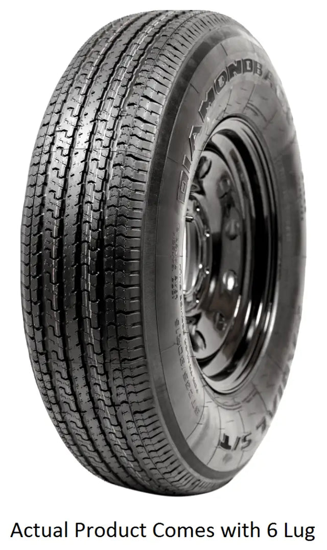 Black trailer tire for ADB225R645BMEM Taskmaster ST225/75R15 10 Ply Diamondback