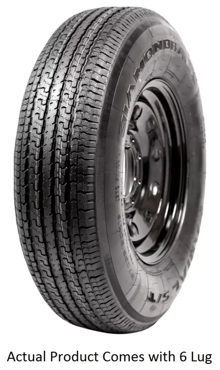 Black tire with tread from ADB225R645BMEM Taskmaster St225 75R15 for tough rides