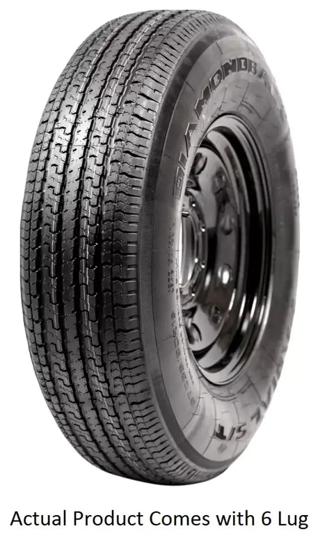 Black tire with tread from ADB225R645BMEM Taskmaster St225 75R15 for tough rides