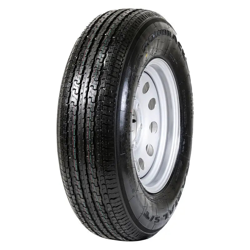 Mounted Goodyear trailer tire on ADB225R6SMEM Taskmaster ST225/75R15 10 Ply Diamondback
