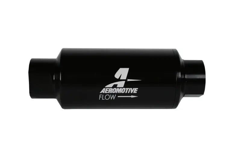 Aeromotive In-Line Filter 10AN 10 Micron Microglass Element, Bright-Dip Black Finish, 2in OD, Flow Arrow, Aircraft-Grade Billet Aluminum Alloy