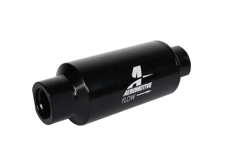 Aeromotive In-Line Filter 10AN, 10 Micron Microglass Element, Bright-Dip Black, 2in OD, Aircraft-Grade Billet Aluminum, Anodized Finish, High-Flow.