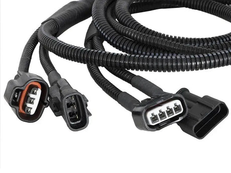 Black corrugated wire harness with factory style connectors for Scorcher GT modules