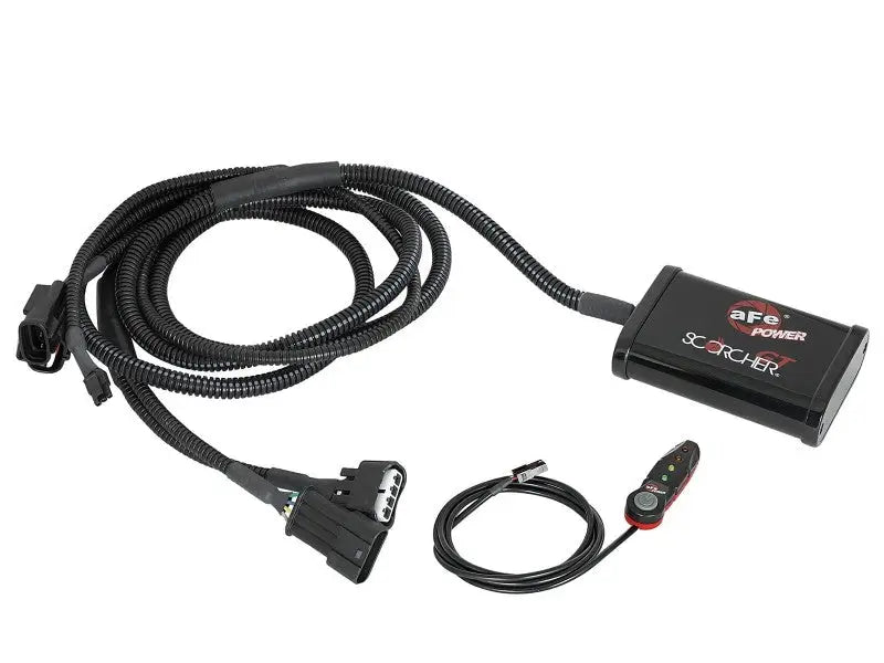 Automotive performance tuner with wiring harness and remote for aFe Toyota GR Corolla L3 Scorcher GT module with factory style connectors