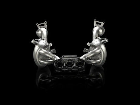 Akrapovic slip-on line exhaust with titanium dual pipes and carbon tips for Ferrari 458