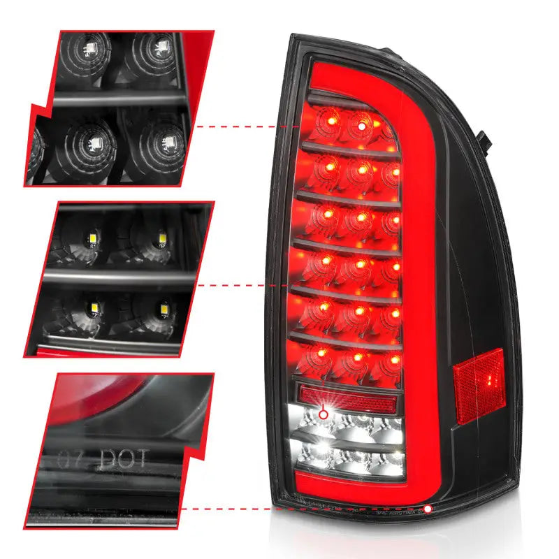 ANZO 05-15 Toyota Tacoma Full LED Tail Lights w/Light Bar Sequential Black Housing Clear Lens - Truck & Automotive
