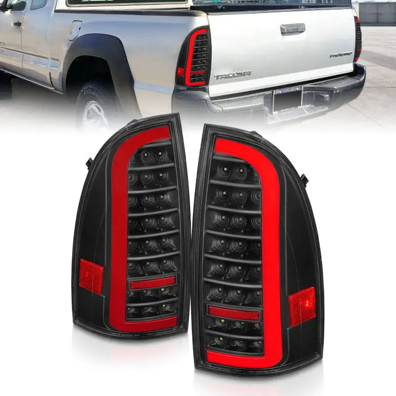 ANZO 05-15 Toyota Tacoma Full LED Tail Lights w/Light Bar Sequential Black Housing Clear Lens - Truck & Automotive