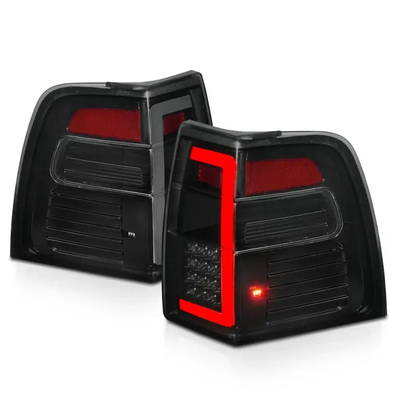Smoked ford expedition LED tail lights with light bar and black housing