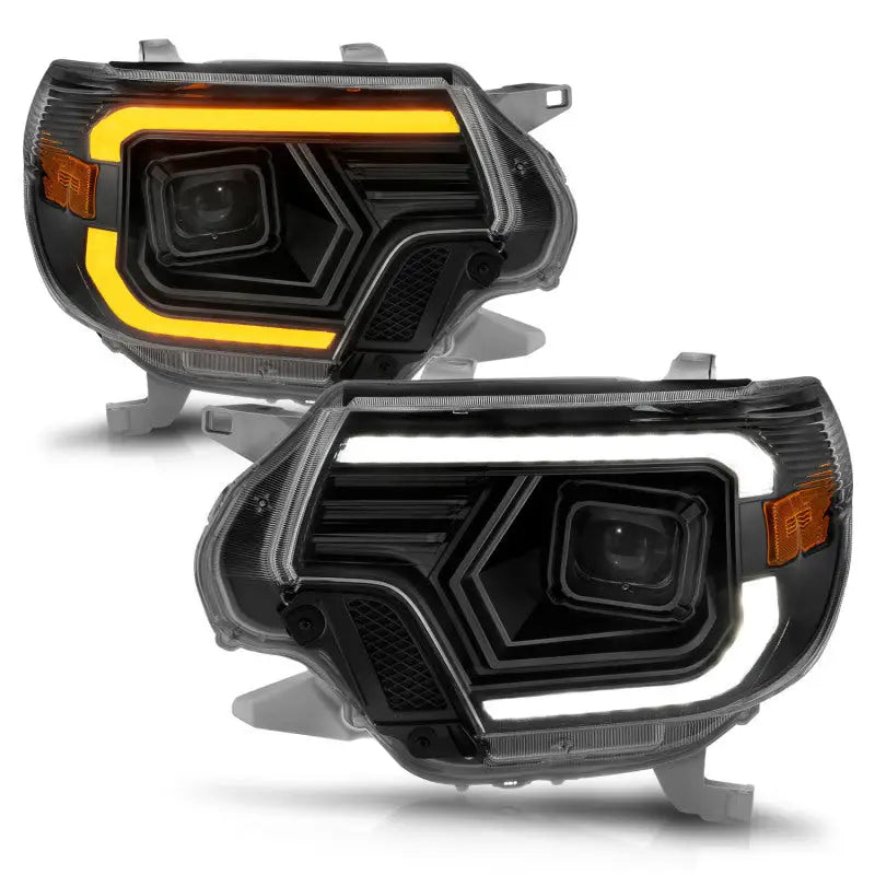 ANZO 12-15 Toyota Tacoma Projector Headlights - w/ Light Bar Switchback Black Housing - Truck & Automotive