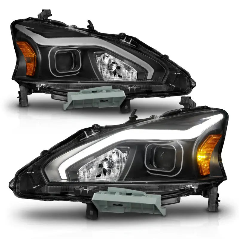 Black projector headlights for Nissan Altima without factory HID bulbs from ANZO