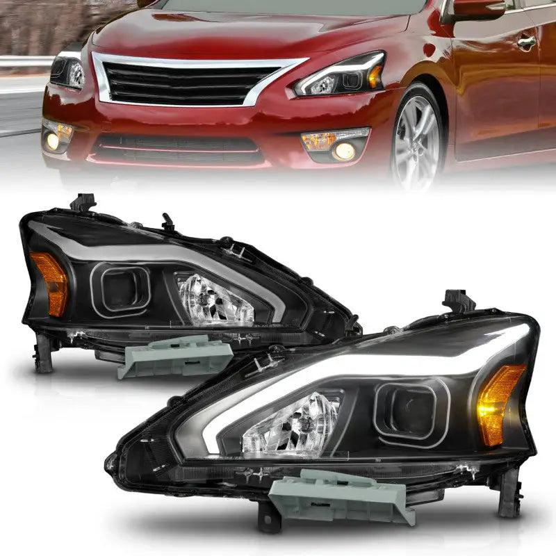 Black projector headlights for Nissan Altima without factory HID bulbs