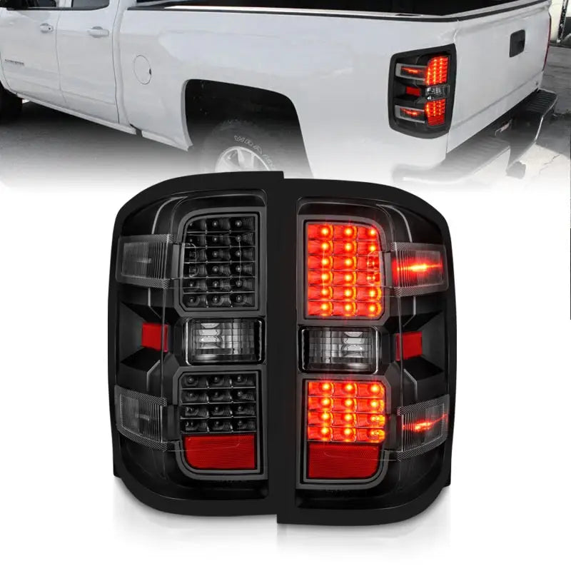 ANZO 15-19 Chevy Silverado 2500HD/3500HD (Factory Halogen Only) LED Tail Lights Black w/Clear Lens - Truck & Automotive