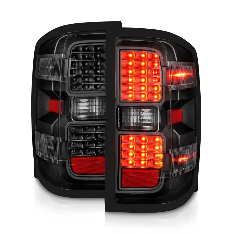 ANZO 15-19 Chevy Silverado 2500HD/3500HD (Factory Halogen Only) LED Tail Lights Black w/Clear Lens - Truck & Automotive