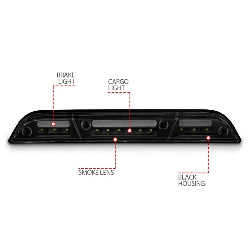 ANZO 15-20 Ford F-150 - F-450 LED Third Brake Light - Black Housing/Smoke Lens - Truck & Automotive