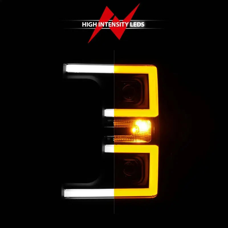 ANZO 17-19 Ford F-250/350/450 SD (w/o Factory LED) LED Proj Headlights w/Light Bar Switchback Blk - Truck & Automotive