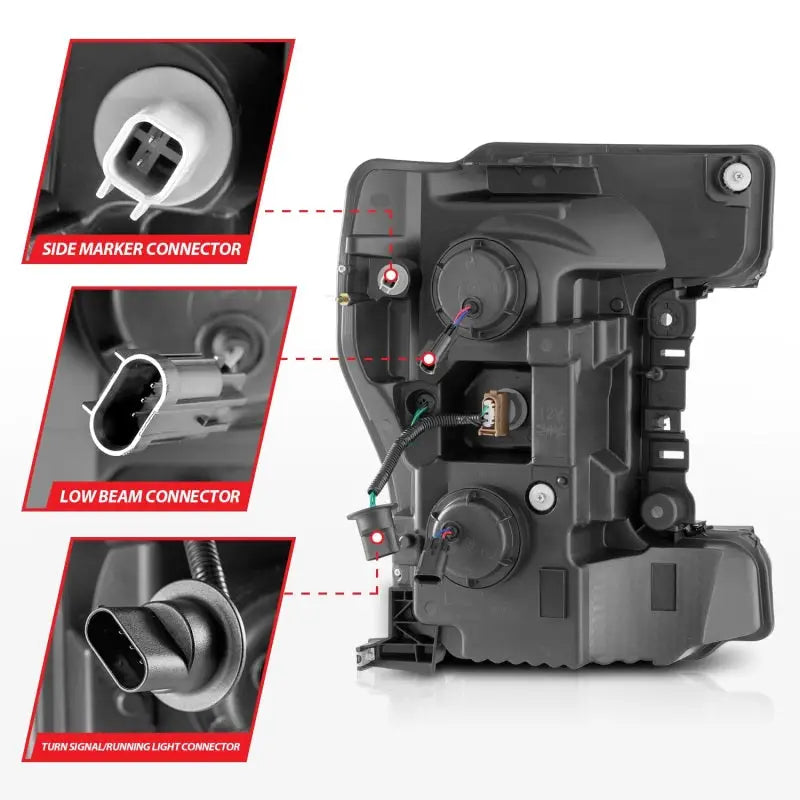 ANZO 17-19 Ford F-250/350/450 SD (w/o Factory LED) LED Proj Headlights w/Light Bar Switchback Blk - Truck & Automotive