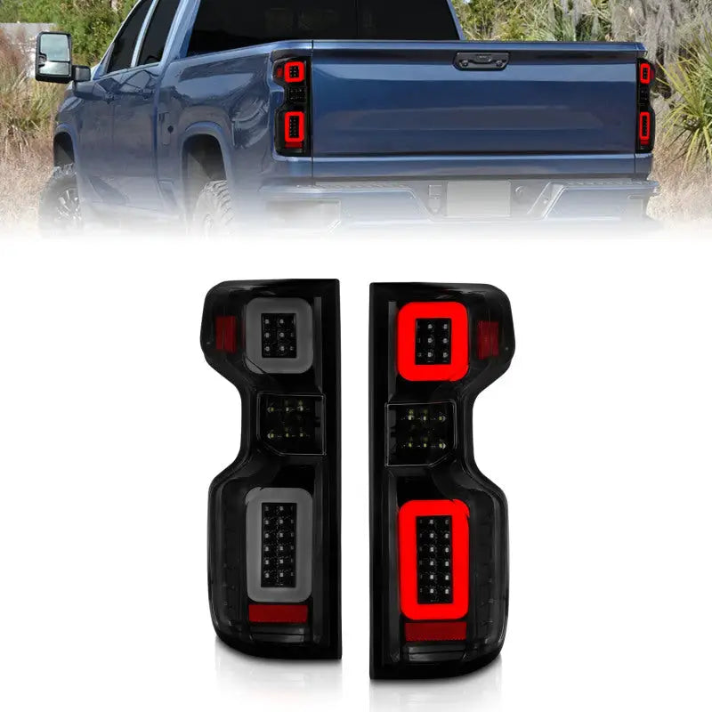 Anzo 19-21 Chevy Silverado Work TruckFull LED Tailights Black Housing Smoke Lens G2 (w/C Light Bars) - Truck &