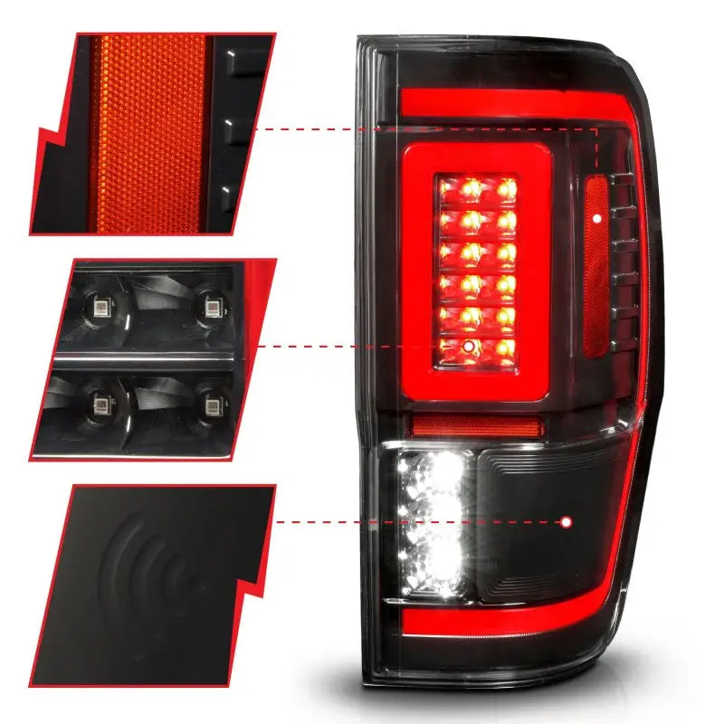 ANZO 19-22 Ford Ranger Full LED Taillights w/ Lightbar Sequential Signal Black Housing/Clear Lens - Truck & Automotive