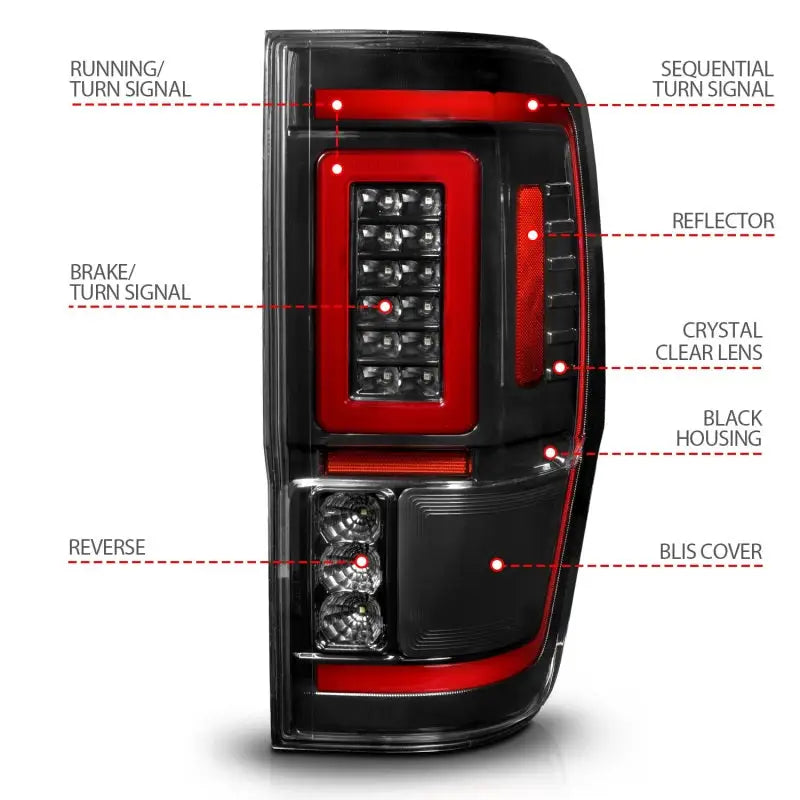 ANZO 19-22 Ford Ranger Full LED Taillights w/ Lightbar Sequential Signal Black Housing/Clear Lens - Truck & Automotive