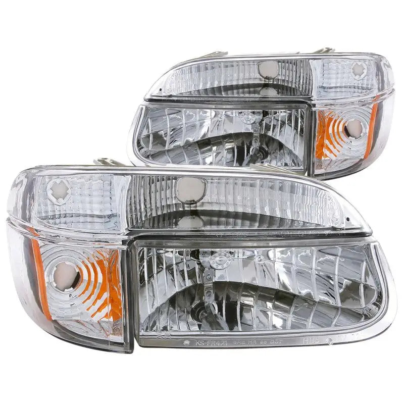 ANZO 1995-2001 Ford Explorer Crystal Headlights Chrome w/ Corner Lights 2pc - Truck & Automotive