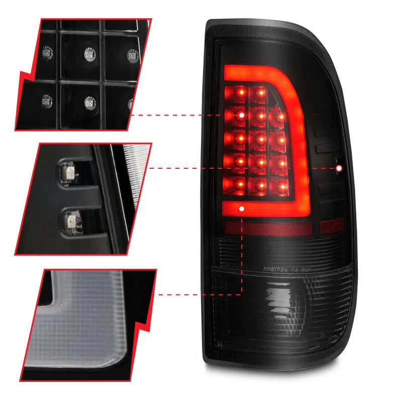 ANZO 1997-2003 Ford F-150 LED Tail Lights w/ Light Bar Black Housing Smoke Lens - Truck & Automotive