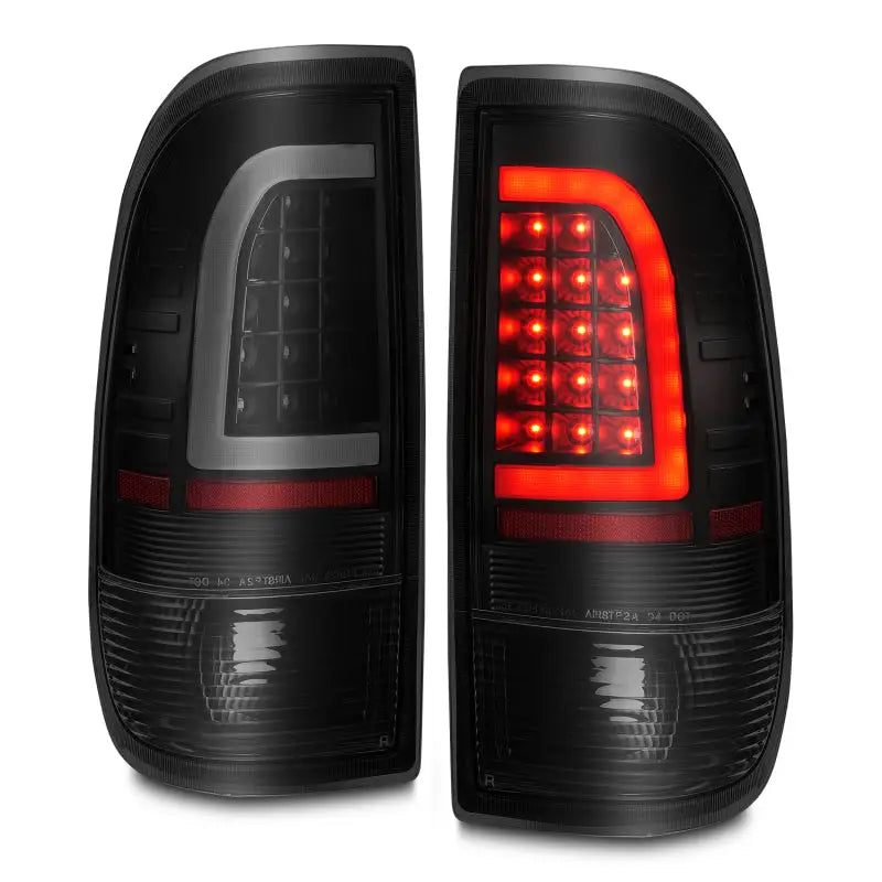 ANZO 1997-2003 Ford F-150 LED Tail Lights w/ Light Bar Black Housing Smoke Lens - Truck & Automotive