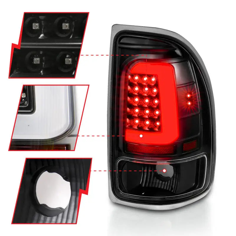 Dodge Dakota LED taillights with black housing and clear lens for stylish look