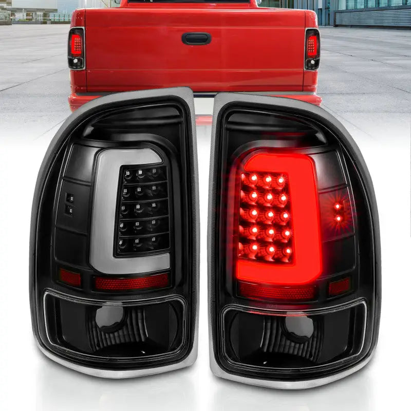 Black housing clear lens LED taillights for Dodge Dakota pickup truck