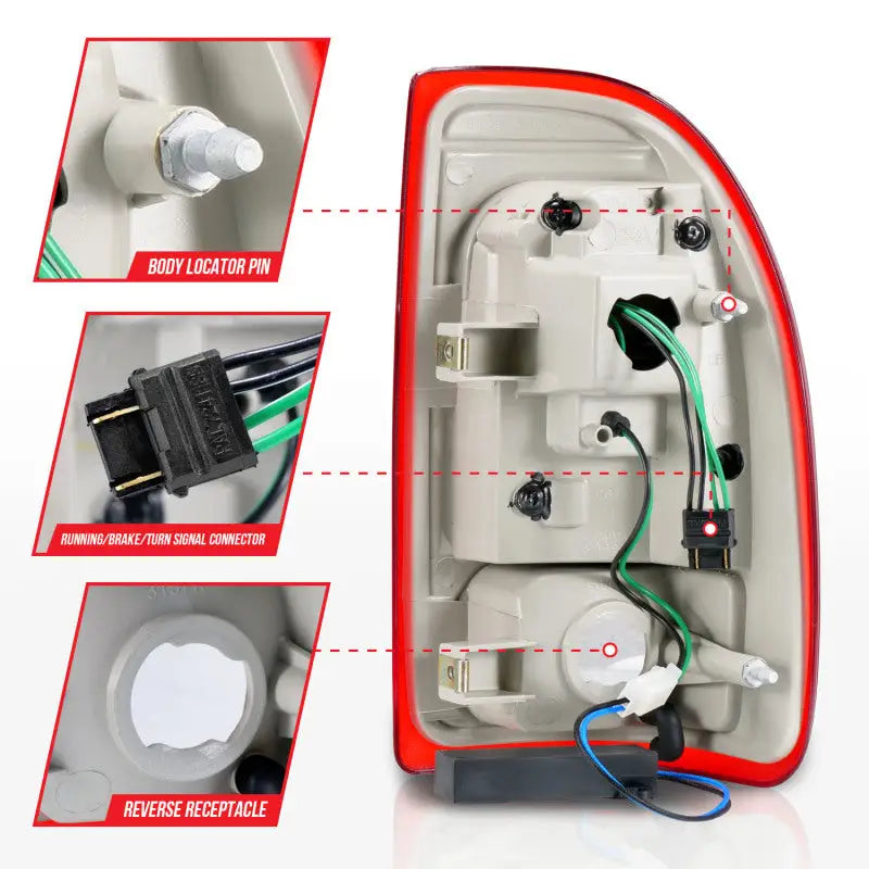 Red and white trailer light with integrated connectors for easy Dodge Dakota LED taillights