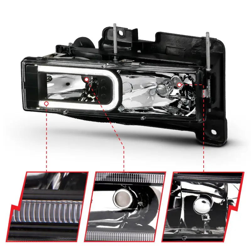 Black automotive headlight assembly for Cadillac Escalade crystal headlights pair