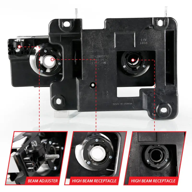 Black plastic headlight assembly for Cadillac Escalade crystal headlights pair