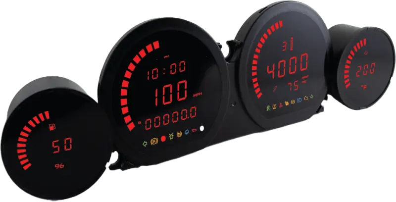 BA064921 Koso 4 Piece Red Led Gauges `14-22 Flht Flhx Fltr - RV and Auto Parts
