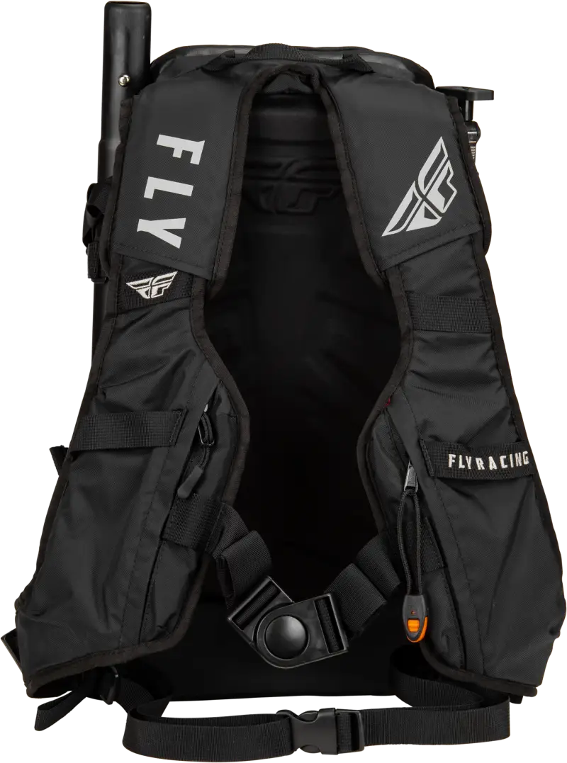 Black hydration backpack with adjustable shoulder straps, perfect for outdoor adventures