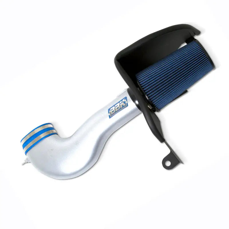 Silver cold air intake system with blue filter for Mustang 4.6 GT BBK kit
