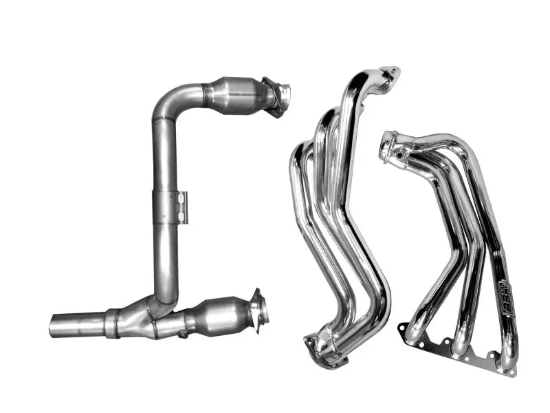 BBK 07-11 Jeep 3.8 V6 Long Tube Exhaust Headers And Y Pipe Converters - 1-5/8 Silver Ceramic - Truck & Automotive