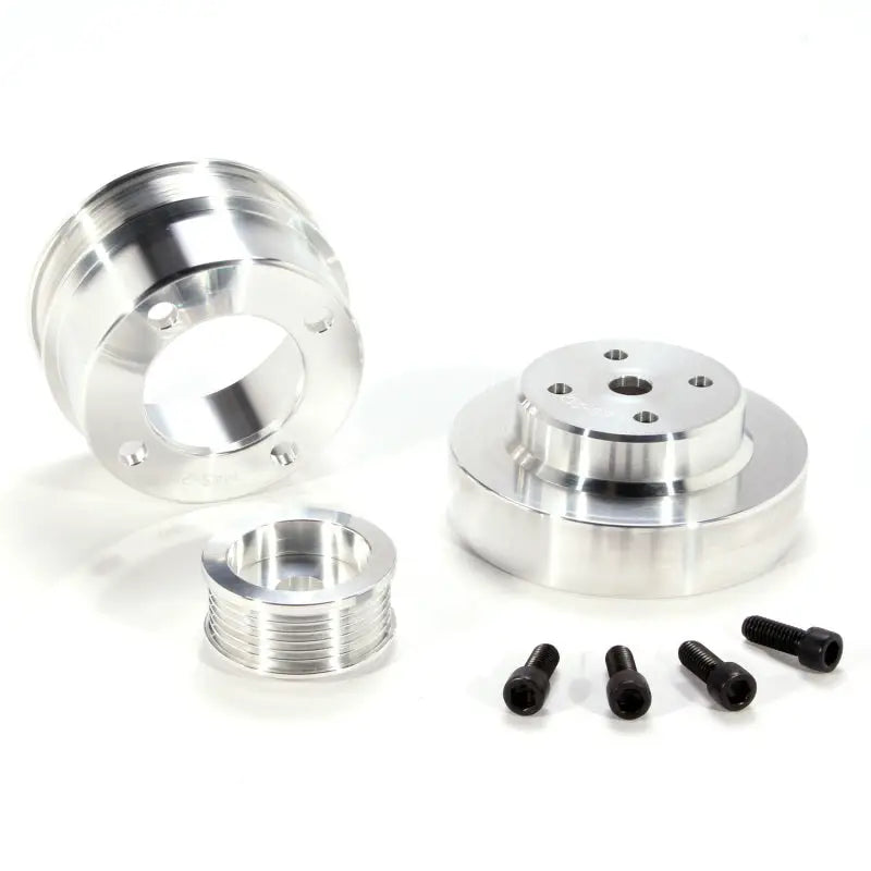 BBK 86-93 Mustang 5.0 Underdrive Pulley Kit - Lightweight CNC Billet Aluminum (3pc) - Truck & Automotive