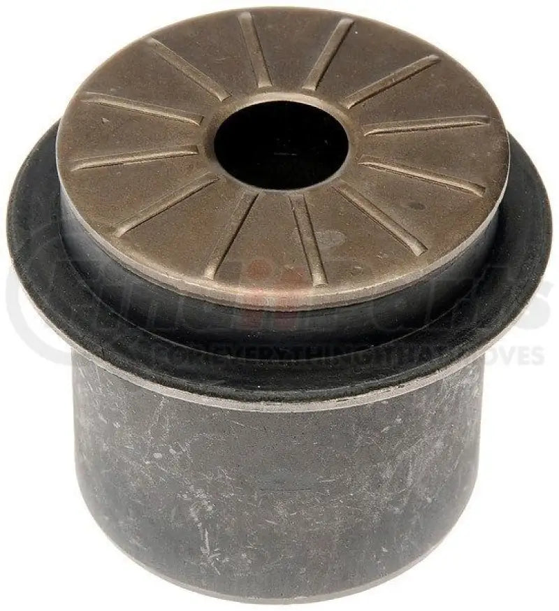 Cylindrical metal bushing with rubber and patterned metal top for BC91189 Dorman Bushing